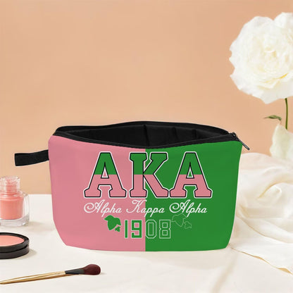 AKA Alpha Kappa Alpha Print Makeup Bag 1908 Design Cosmetic Organizer Sisterhood Birthday Gift Festival Present for Women Teens Travel Beauty Pouch