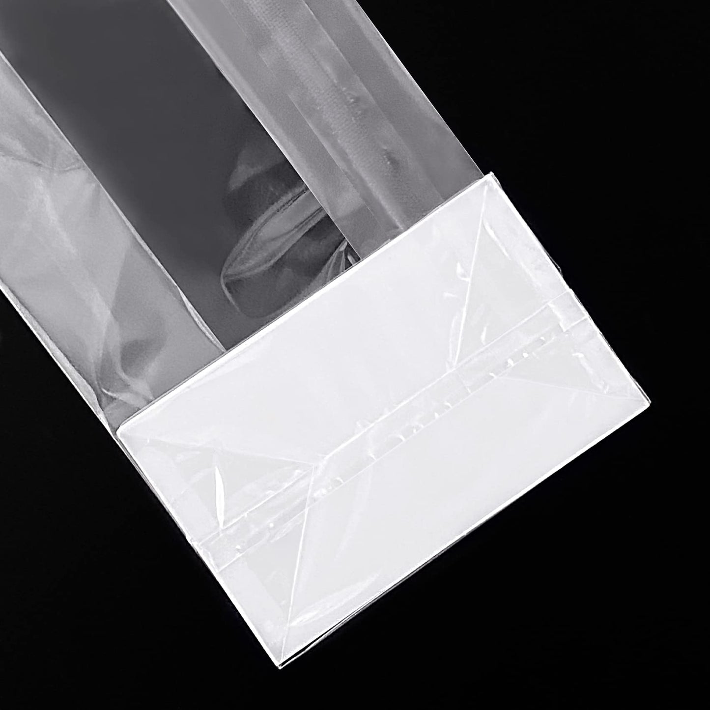Gusseted Cellophane Bags,Flat Bottom Cellophane Smore Bags with Paper Insert 50Pcs 3x2x8 Inches (Mini Size)
