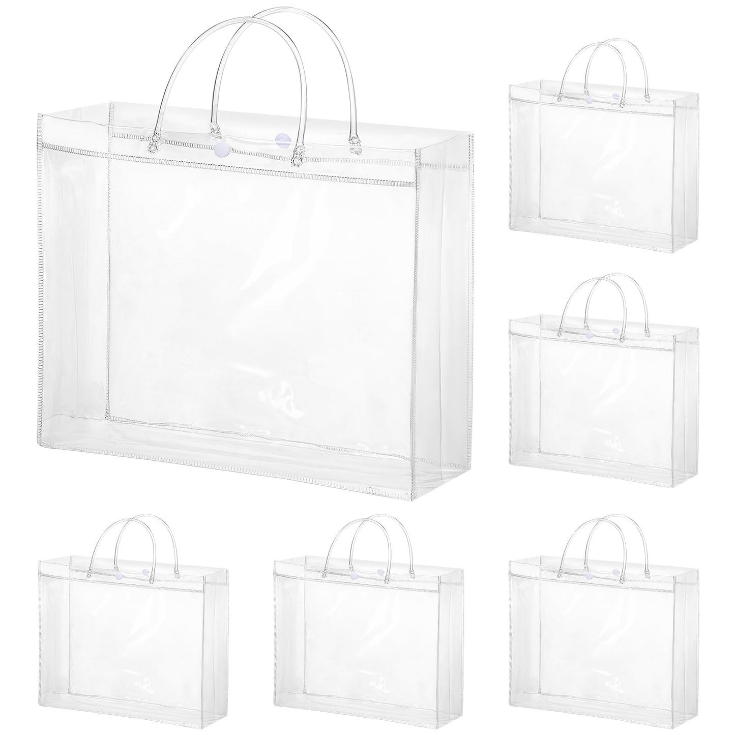 woric 6 Pack Large Clear Gift Bags with Handle, 11.8"X3.9"x9.8" Plastic Valentine's Day Bags Shopping Bag for Small Business Gifts Party Favors