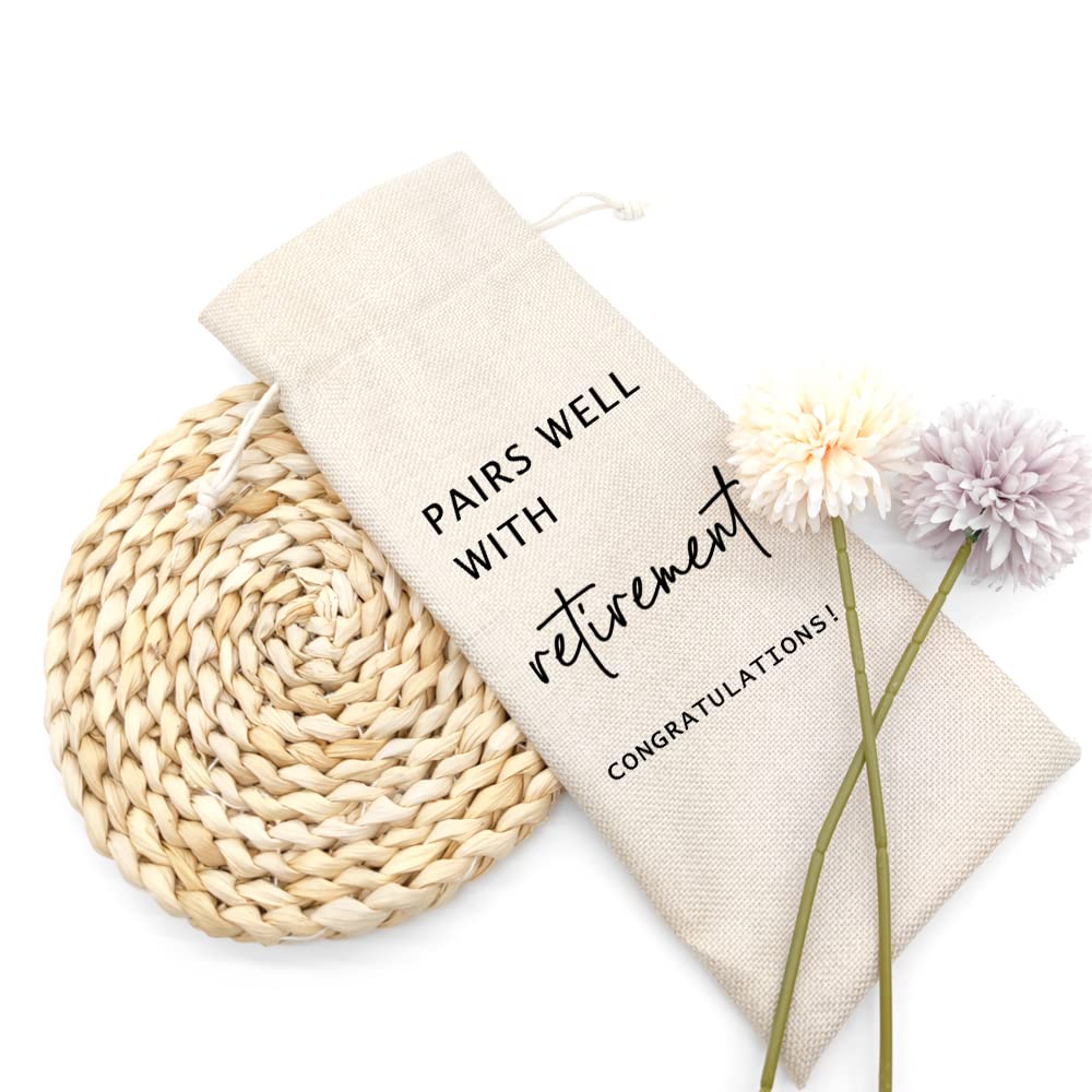 Socive Retirement Wine Bag, Retired Gifts Wine Bags, Pairs Well With Retirement, Gift for Him or Her, Leaving Gift for Colleagues Best Friends Coworkers Boss Nurse Teachers
