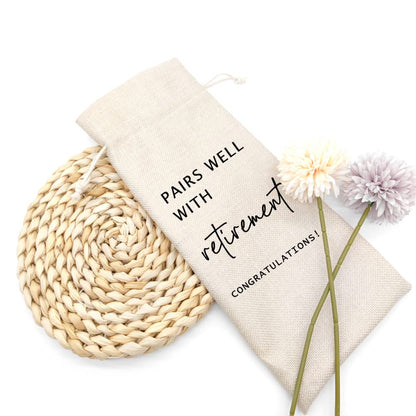Socive Retirement Wine Bag, Retired Gifts Wine Bags, Pairs Well With Retirement, Gift for Him or Her, Leaving Gift for Colleagues Best Friends Coworkers Boss Nurse Teachers