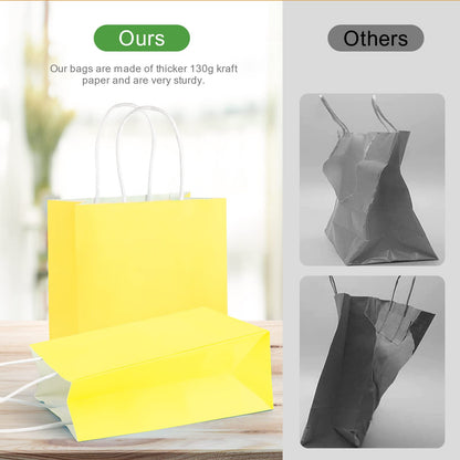 SIMPLECOOL 25pcs Small Paper Gift Bags with Handles 5.9x3.1x8.3 in. Favor Bags Goodie Bag Bulk for Party, Birthday, Wedding, Merchandise, Retail, Small Business, Arts, DIY Crafts – Yellow