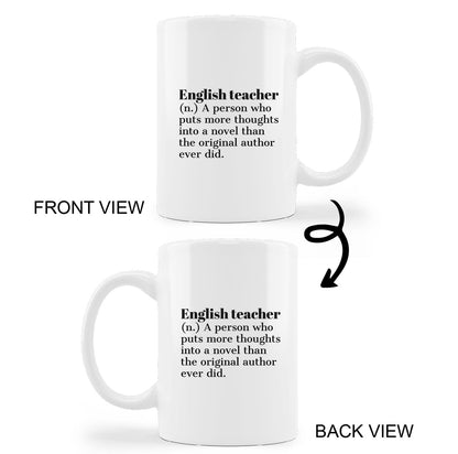 Minimalist Ceramic Mug-11oz Coffee Milk Tea Mug Cup with Handle, English Teacher Appreciation Gift, End of Year Gift for English Teacher