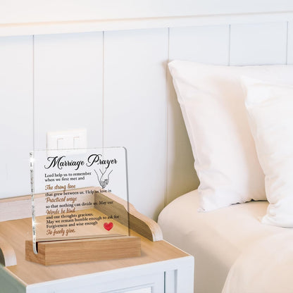 Wedding Gifts for Newlyweds, Bridal Shower Gift, Engagement Gifts for Couples, Marriage Prayer Home Decorative Signs Plaque for Desk