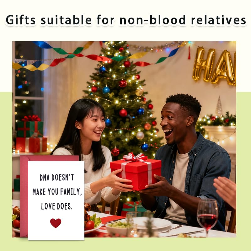 Happy Adoption Day Gift Card for Family Parents Thank You Appreciation Cards for Step Dad Mom Birthday Christmas Gifts for Bonus Dad Mom Friend Couple DNA Doesn't Make You Family Love Does Card
