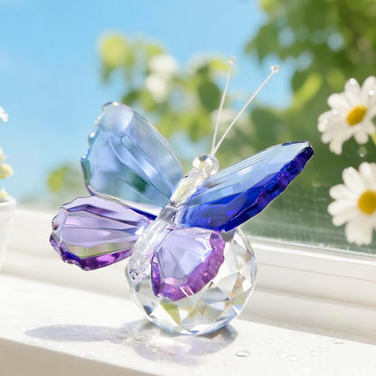 H&D HYALINE & DORA Crystal Cut Butterfly Animal Ornament Decoration for Office Table Home Bedroom