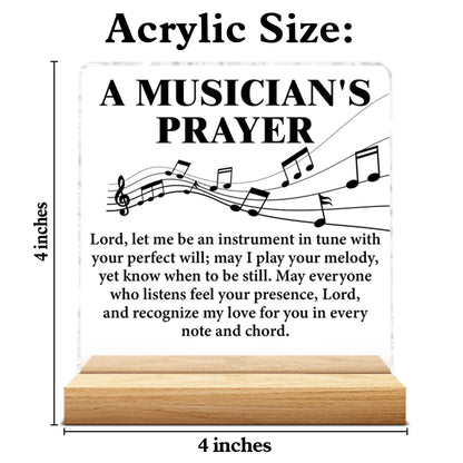 Musical Gifts for Men Women, Birthday Graduation Gifts for Music Lover Musicians Music Teacher, Musicians Prayer Clear Acrylic Desk Decorative Sign Home Office Decor