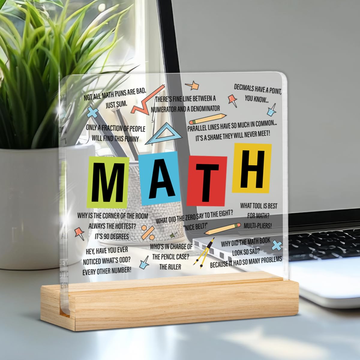 Math Teacher Gifts for Women Men, Gifts for Math Teacher Thank You Appreciation Retirement Back to School, Clear Acrylic Desk Decorative Sign Decor