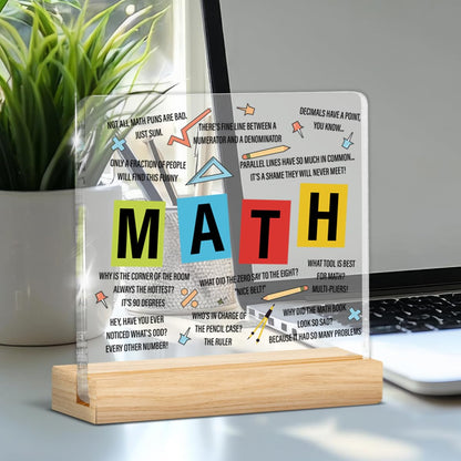 Math Teacher Gifts for Women Men, Gifts for Math Teacher Thank You Appreciation Retirement Back to School, Clear Acrylic Desk Decorative Sign Decor
