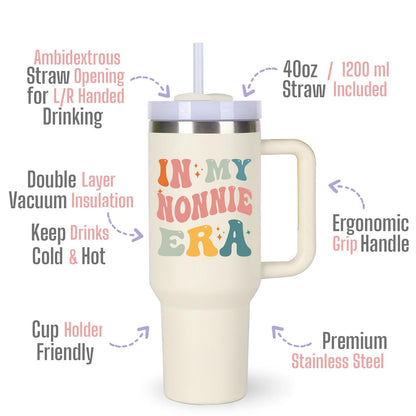 momocici Nonnie Cup Tumblers Gifts.40oz In My Nonnie Era Tumbler with Handle.Nonnie Gift.Nonnie Cups.Nonnie Tumbler.40oz Birthday Christmas Mothers Day Gifts for Nonnie.