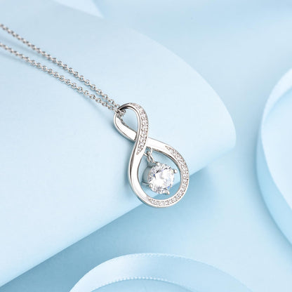 EPIRORA Gifts for Mom- Cubic Zirconia Love Knot Pendant Necklace for Mom/ Mother in Law/ Boyfriend's Mom/ Mother of the Bride/ Mother of the Groom, Dainty Jewelry Gifts for Wedding Birthday Christmas, 18"