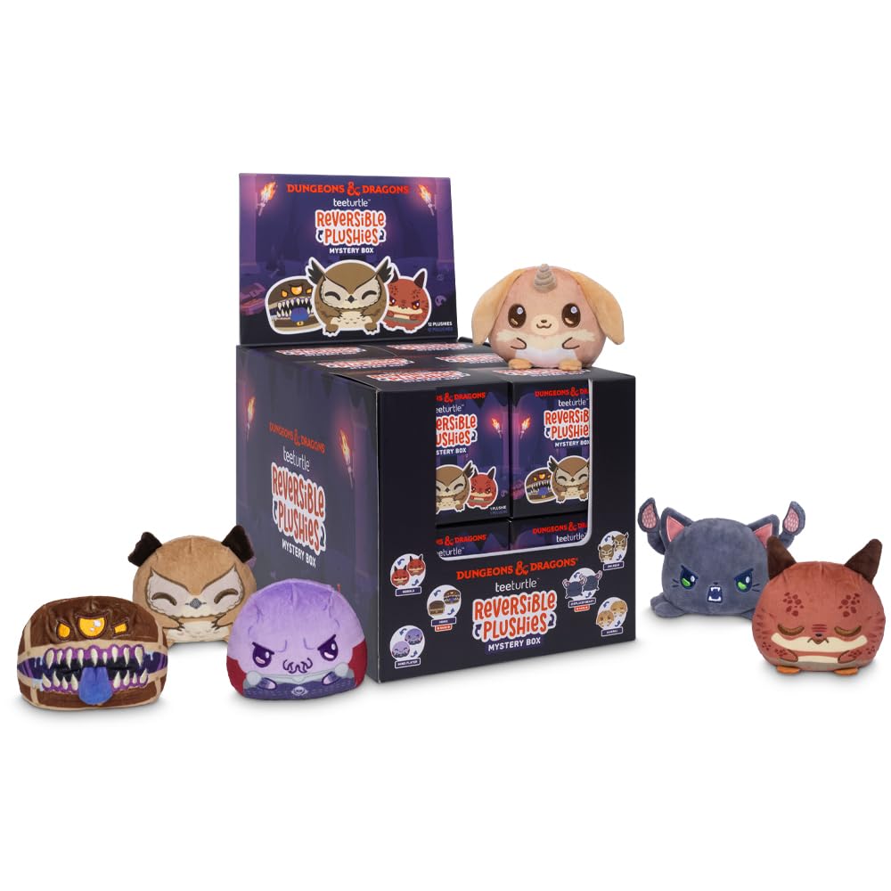 TeeTurtle Dungeons and Dragons Series Reversible Plushie Mystery Box - 3-Inch Mini Two-Sided Blind Box Plush with Embroidered Details - Cute Collectible Surprise Toy for Kids, Teens, and Adults