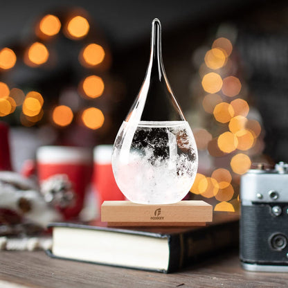 Storm Glass Weather Predictor, Teardrop-Shaped Weather Globe Home/Office Desktop Decoration, Christmas Decor Snow Globe Weather Forecast Station, Unique Christmas Gifts