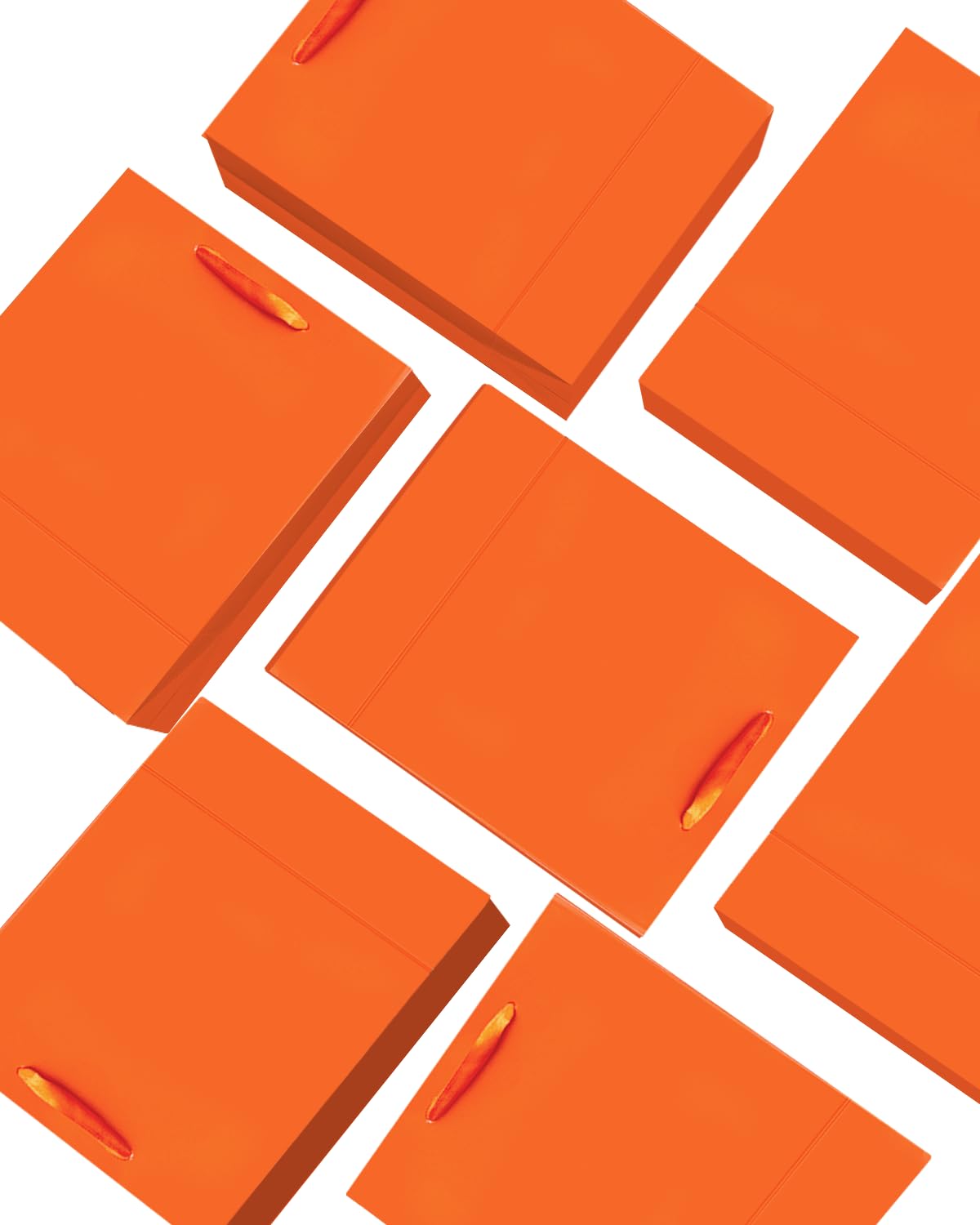qiqee 24pcs Bright Orange Gift Bags with Tissue Paper for Wedding, Birthday, Party Supplies-7.9"x4.3"x9.6" Medium Size Cardboard Gift Bags（24pcs Bags + Tissue Paper ）