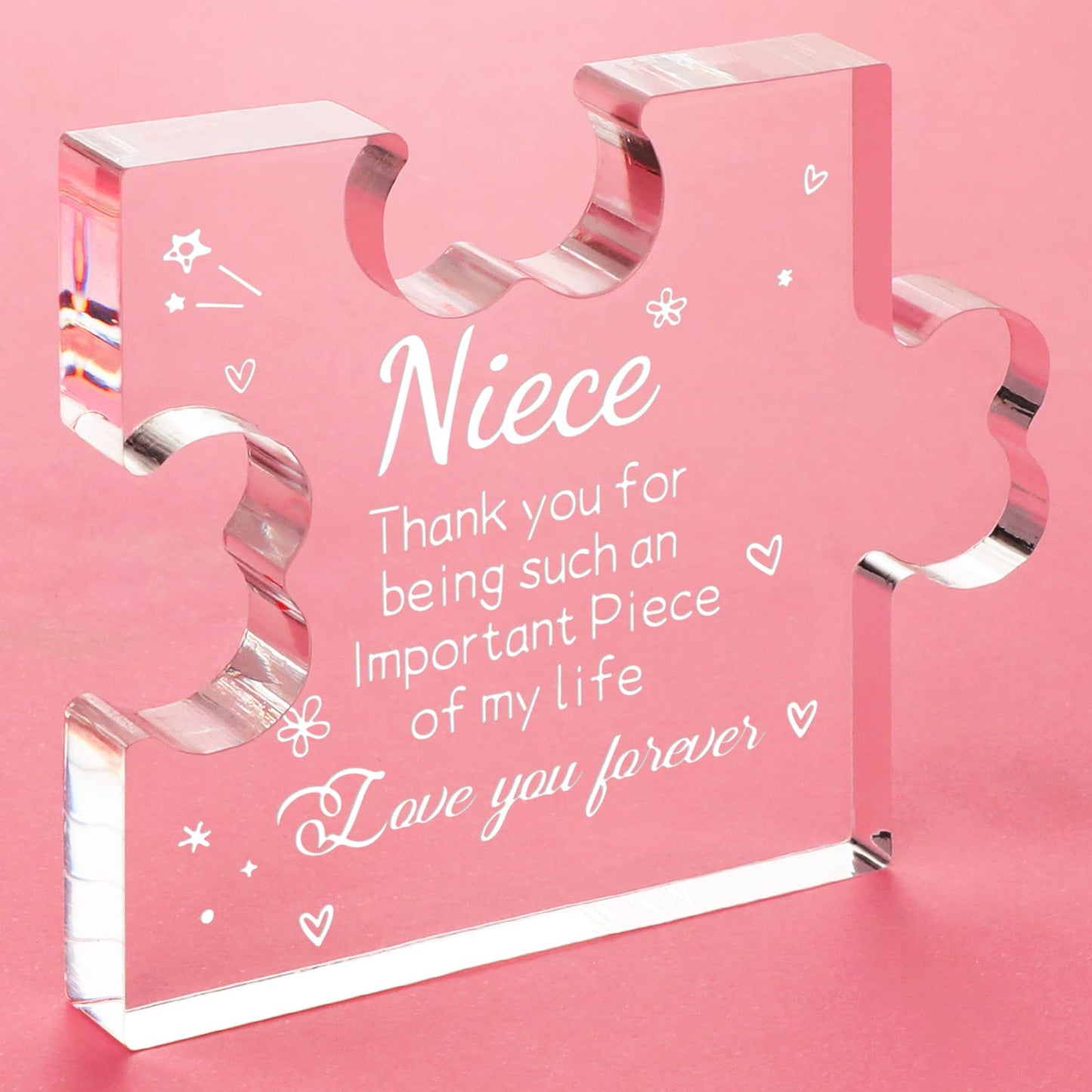 Funnli Niece Gifts from Auntie Acrylic Plaque - Mothers Day Graduation Christmas Anniversary Wedding Valentines Day Birthday Gifts for Niece 3.35 x 2.76 Inch Desk Decorations