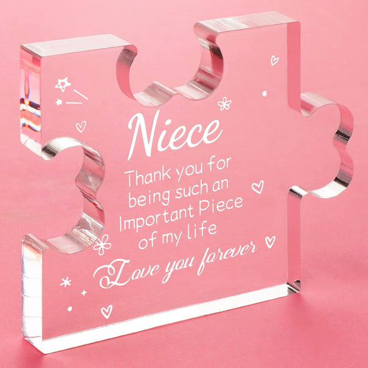 Funnli Niece Gifts from Auntie Acrylic Plaque - Mothers Day Graduation Christmas Anniversary Wedding Valentines Day Birthday Gifts for Niece 3.35 x 2.76 Inch Desk Decorations