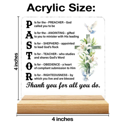 Pastor Appreciation Gifts for Men, Christian Gifts for Pastors Thank You Birthday Christmas, Religious Pastor Acrylic Plaque Sign Decor