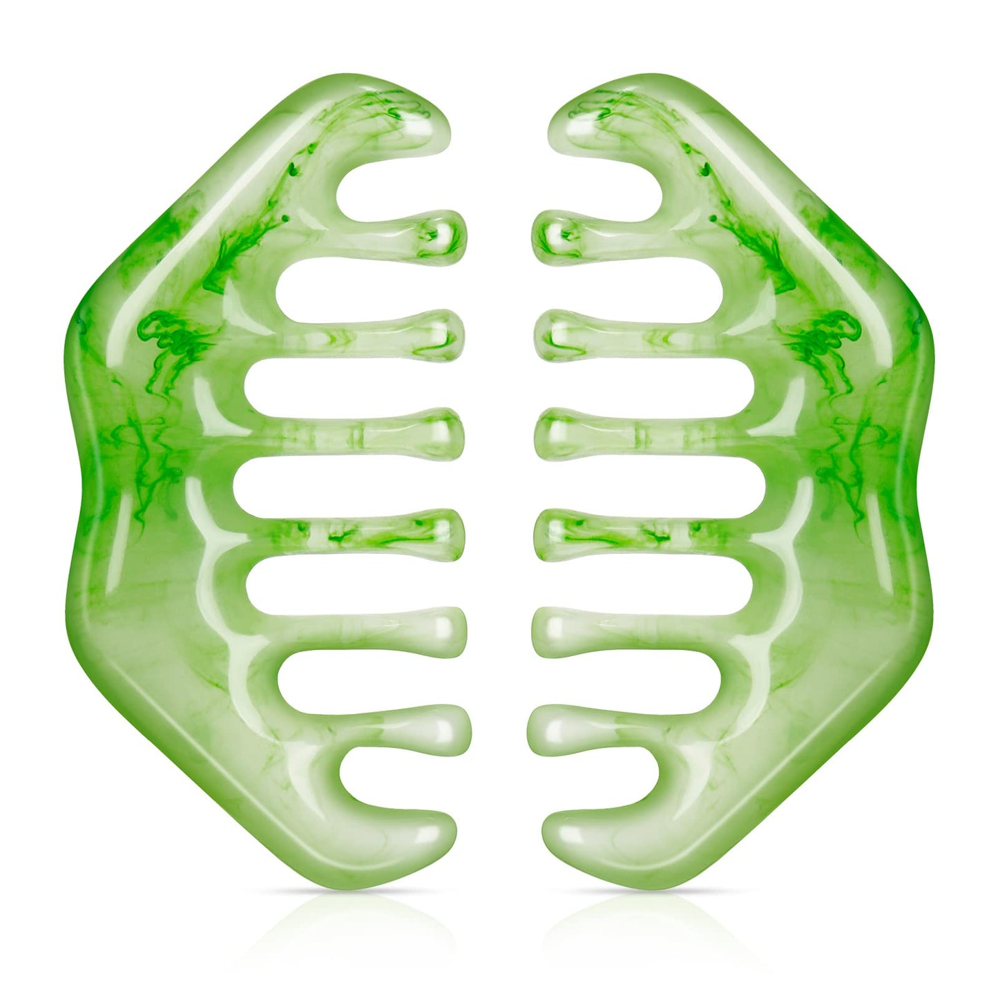 Geiserailie 2 Pcs Jade Combs Esthetician Supplies Massage Stone Hair Gua Sha Scraping Scalp Comb Facial Massage Tool Handheld Head Tools Head Caring Therapy for Women(Elegant Style)