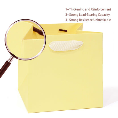 LFCXHTY Yellow Large Square Gift Bags Square Bottom Bags with Handles for Party Favor, Birthday Gift Bag (12 x 12 x 12 in, 1 CT)