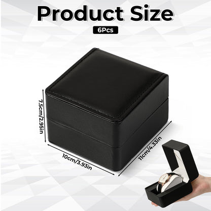 6 Pack PU Leather Watch Gift Case with Removable Pillow, Single Watch Storage Case, Portable Black Wristwatch Display Box with a Card Pocket, Single Wristwatch Organizer for Women and Men