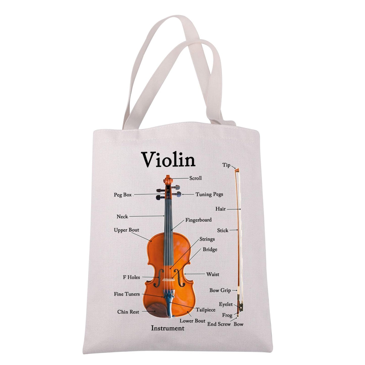 JXGZSO Violin Instrument Anatomy Tote Bag - Violin Lover & Player Gift