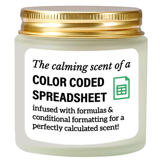 Accountant Gifts for Women Men Candle - Funny Spreadsheet Gifts for Accountants CPA Boss The Calming Scent of A Color Coded Spreadsheet Soy Candle 4oz