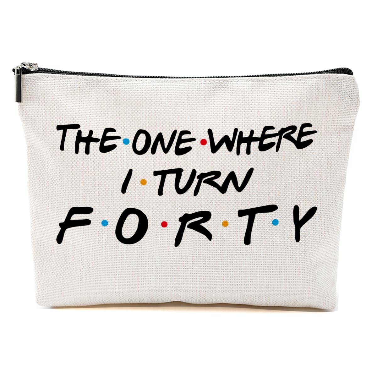 Blue Leaves Funny 40th Birthday Gifts Women Makeup Bag Cosmetic Travel 40 Year Old for Mom Friends Sister Aunt Wife Coworker Toiletry Turning Forty Bday
