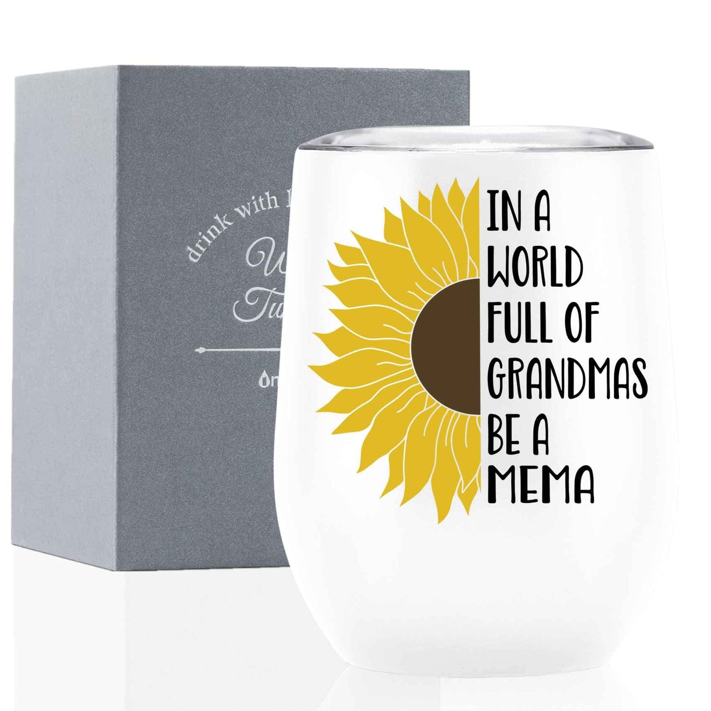 Onebttl Mema Gifts, Sunflower Grandma Gifts, 12oz Stainless Steel Insulated Tumbler for Sunflower Lovers, Perfect for Mother's Day, Birthday