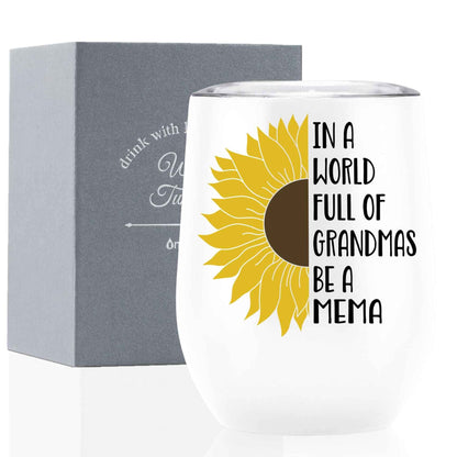 Onebttl Mema Gifts, Sunflower Grandma Gifts, 12oz Stainless Steel Insulated Tumbler for Sunflower Lovers, Perfect for Mother's Day, Birthday