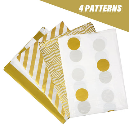 Fulmoon 4 Pcs 48 Inch Jumbo Gift Bag Golden Extra Large Bags with Pull Flowers, Plastic Giant Gift Oversized Wrapping for Graduation Wedding Birthday Baby Shower(Gold)
