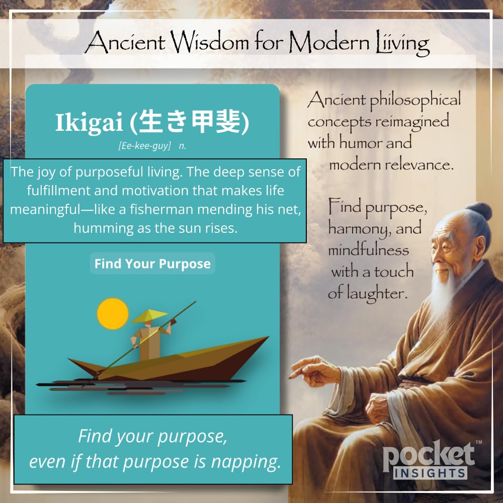 Japanese Wisdom Card Deck – 52 Mindfulness Cards with Humor | Ikigai, Zen & Philosophy for Daily Reflection, Gift for Colleagues & Friends