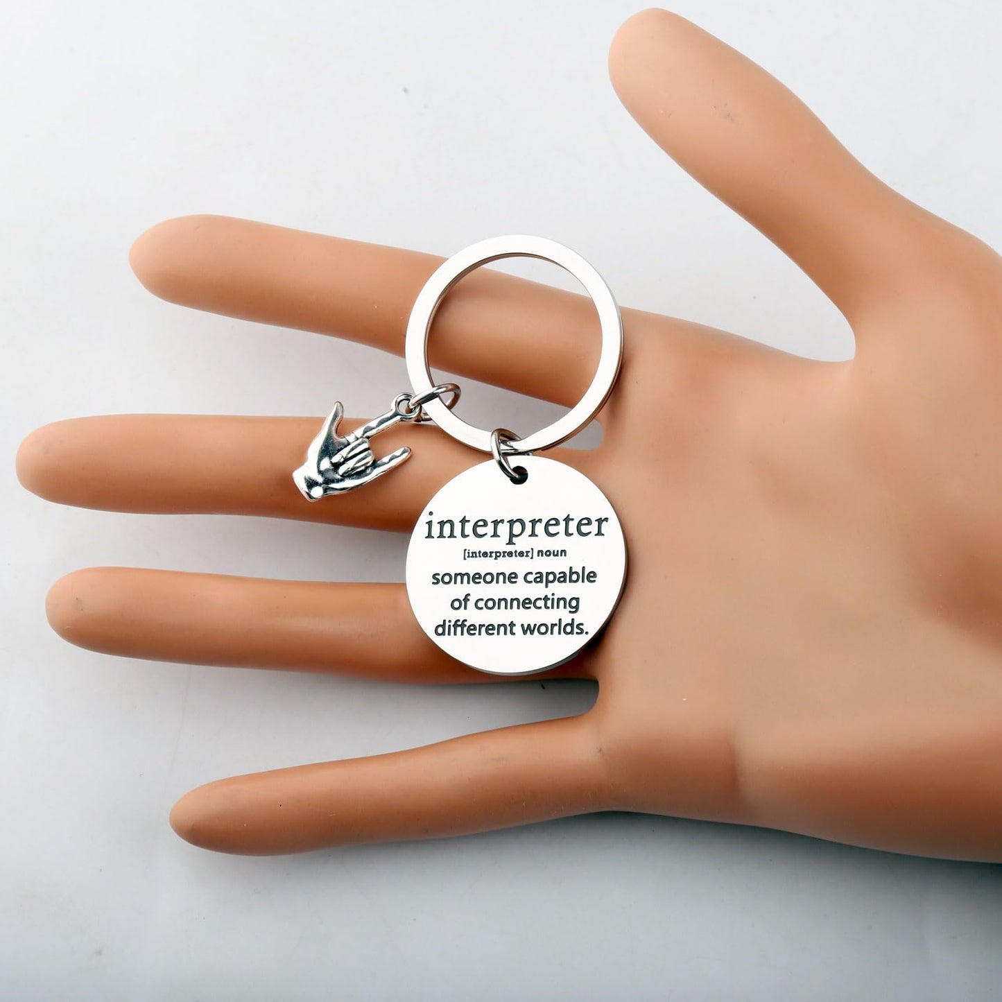 ENSIANTH Interpreter Keychain Sign Language Teacher Thank You Gift Interpreter Deaf Charm ASL Hand Gesture Translator Gift