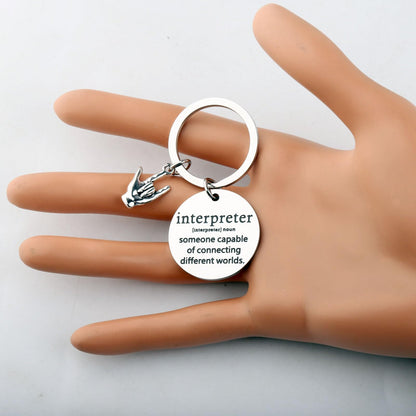 ENSIANTH Interpreter Keychain Sign Language Teacher Thank You Gift Interpreter Deaf Charm ASL Hand Gesture Translator Gift