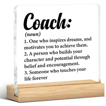 Thank You Coach Gifts for Women Men, Appreciation Gift for Coach Trainer Clear Acrylic Desk Decor Decorative Sign for Home Office, 4 x 4 Inches