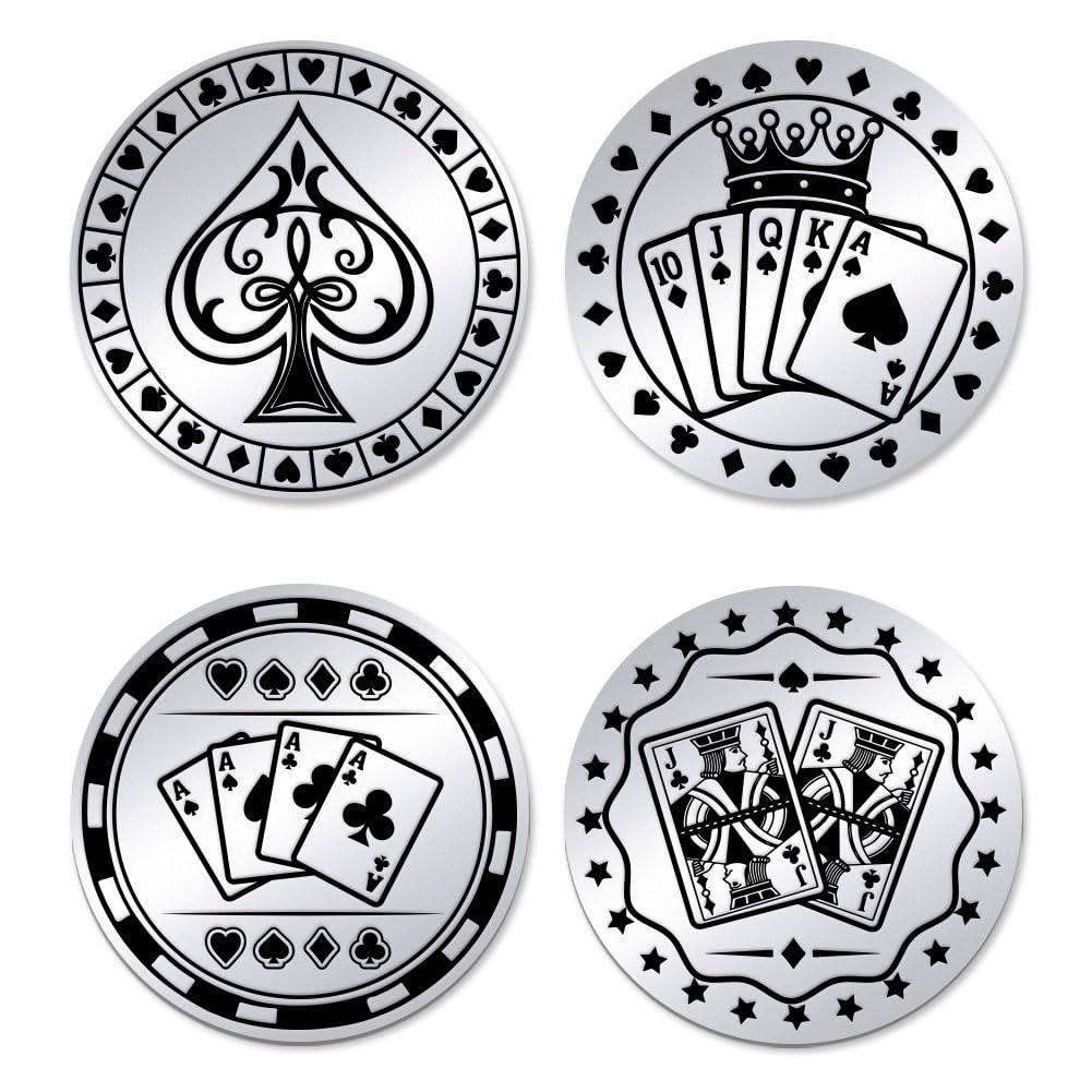 UNICRAFTALE 2Pcs Poker Card Protectors Coin Casino Lucky Coin Poker Card Guard Chip Stainless Steel Double Sided Decision Coins Las Vegas Souvenirs Pokers Player Accessories Gift for Men Women