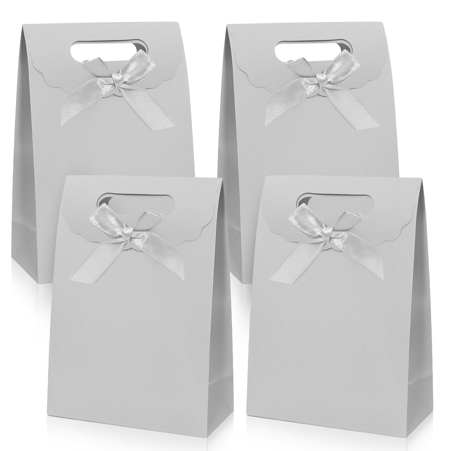 Patdefie Gift bags 4pcs Medium Size 7×4×10 inch Gift Bags with Handles For Party,Birthday,Favor,Weddings,Other Occasion (silver)