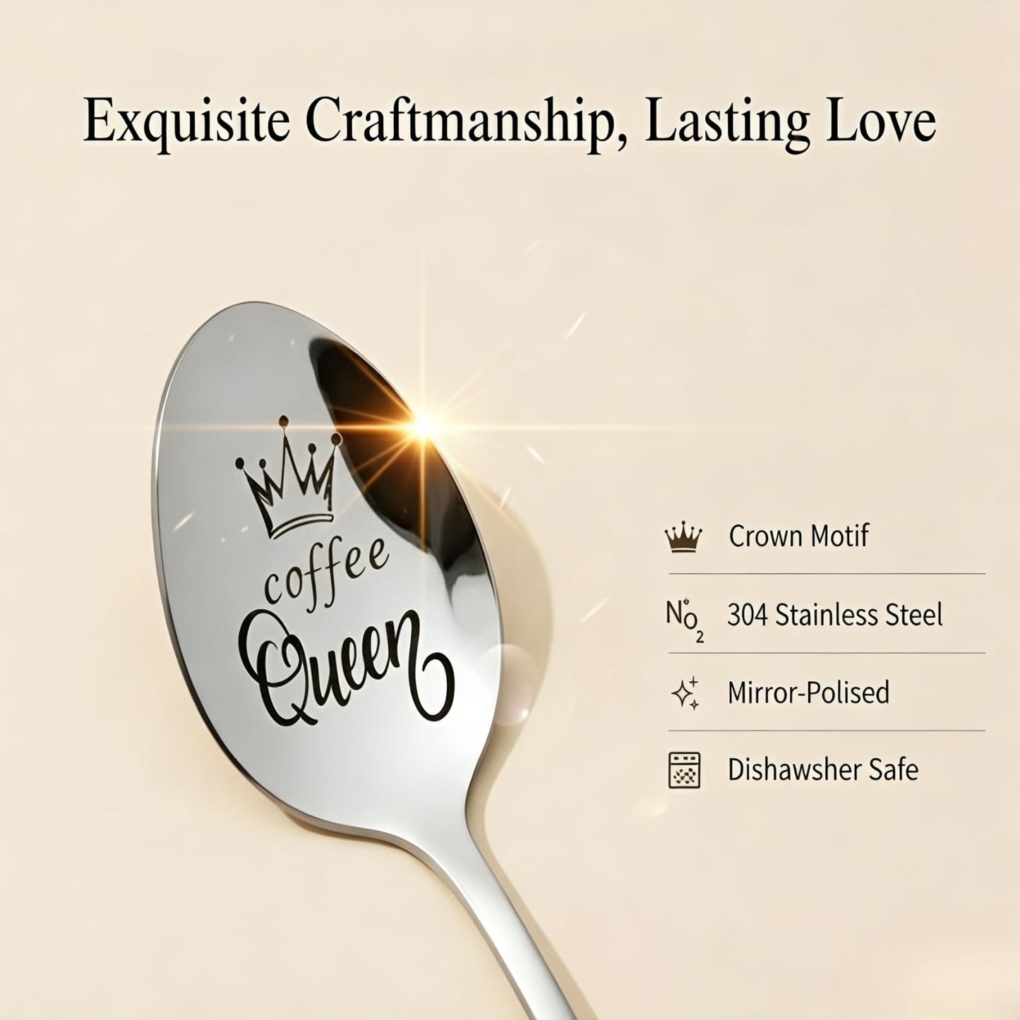 Coffee Gifts Spoons with Gift Box for Women Coffee Lovers Coffee Queen Spoon for Friend Wife Coffee Lover Gift for Coffee Drinkers Women Birthday Gift for Mom Funny gift