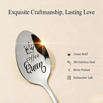 Coffee Gifts Spoons with Gift Box for Women Coffee Lovers Coffee Queen Spoon for Friend Wife Coffee Lover Gift for Coffee Drinkers Women Birthday Gift for Mom Funny gift