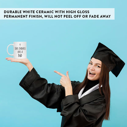 Andaz Press 11oz. PhD Graduation Coffee Mug Gift, This Badass Has A PhD, Arrow Graphic, 1-Pack, Includes Gift Box, Cups For Graduate School Students Of Class Of 2026, Grad Diploma PhD Mug