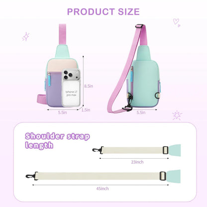 Graduation Gifts Purse for Teen Girls Her, Fanny Pack Birthday Gifts for 8 9 10 11 12 Year Old Girls, Preppy Crossbody Bag, Adjustable Sling Bag Purse Trendy Stuff Kids Travel Essential
