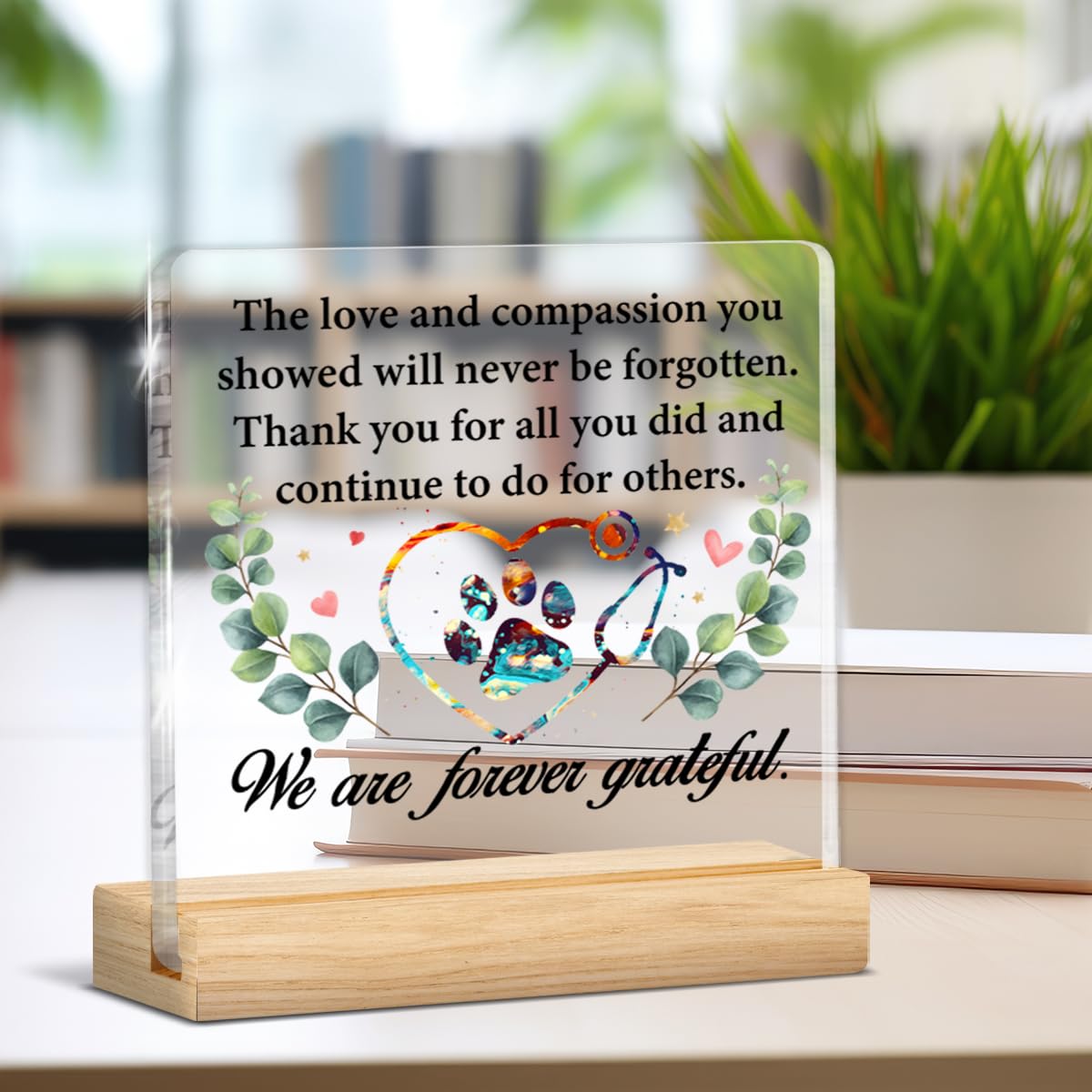 Vet Veterinarian Gifts, Thank You Appreciation Gifts for Veterinarians Veterinary Vet Tech Animal Doctor, Veterinarian Clear Acrylic Desk Decorative Sign Decor