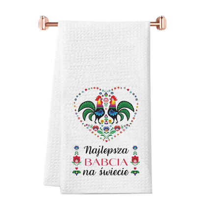 WCGXKO Polish Grandma Gift Babcia Gift Babcia Retirement Gift Najlepsza Babcia Kitchen Towel Grandmother Gift (Naj Towel)