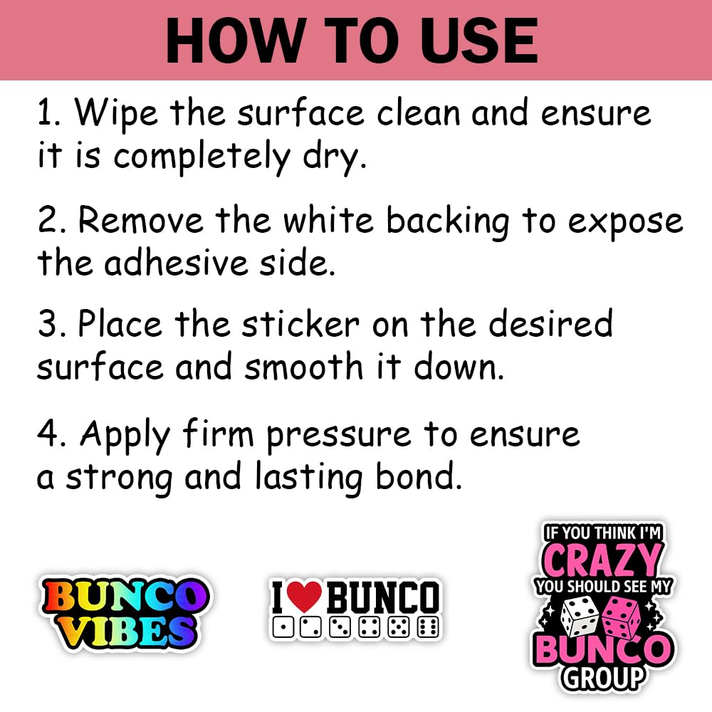 SODAVA Funny Bunco Stickers Pack of 10 – Game Vinyl Decals for Bunco Night, Bunco Babe Queen Group, Waterproof Cute Bunco Accessories for Women, Scrapbook Laptop Water Bottle Decor