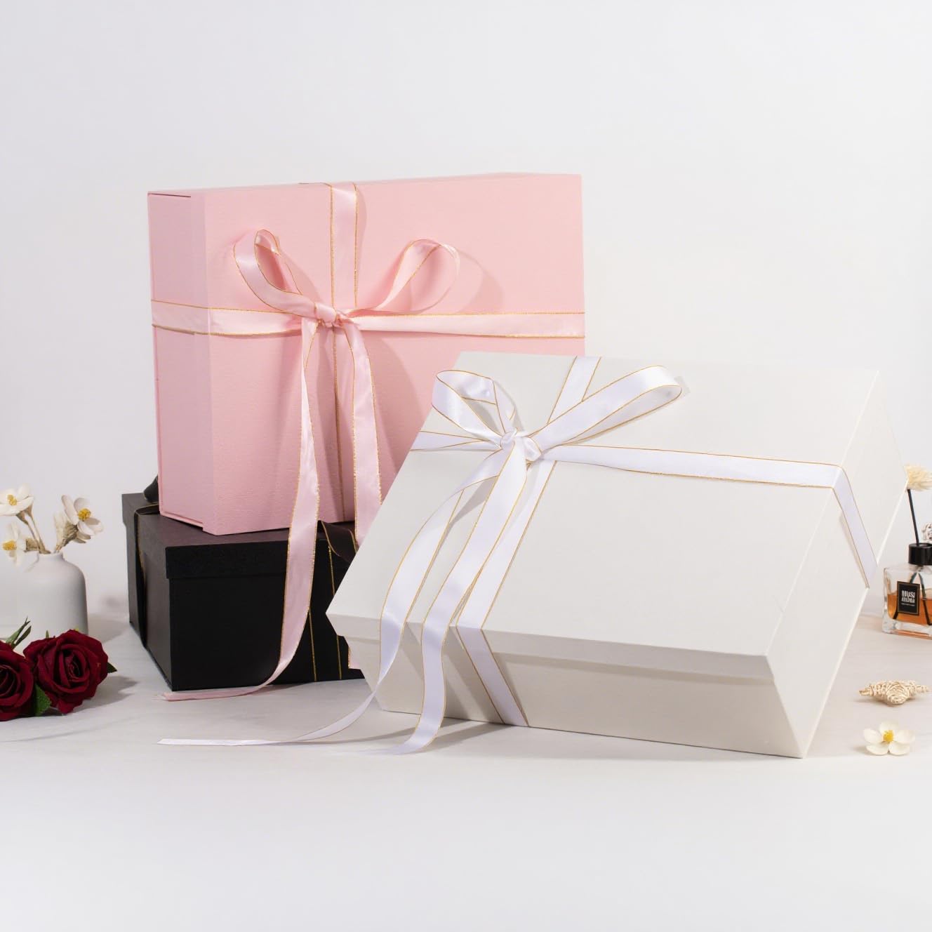 Rinrda Extra Large Gift Box 16.5x13x5.5 inches,Pink Gift Boxes with Lids for Presents,Perfect for Birthday,Valentine's Day,Christmas,Anniversaries,Contains Card,Ribbon,Shredded Paper Filler.