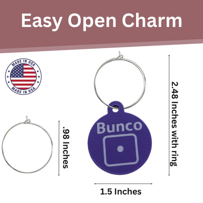 Bunco Prizes & Gifts – Bunco Dice Wine Glass Charms Set of 6 | Bunco Night Door Prizes, Hostess Gift, Game Night Accessories