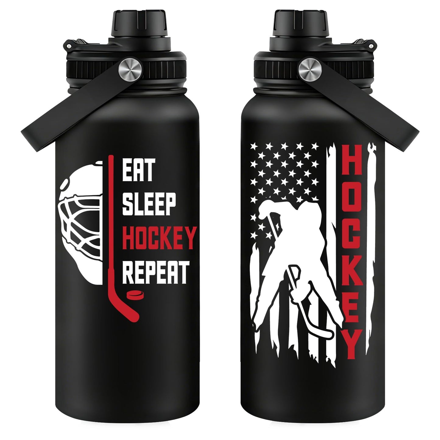 Fufandi Hockey Gifts for Men - Hockey Mom Gifts, Gift Hockey Player for Men Boy - Hockey Lover Sports Love Travel Water Bottle 32oz