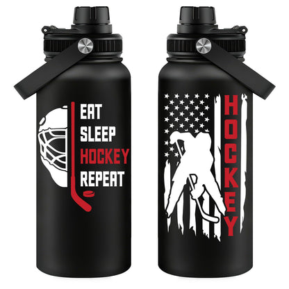 Fufandi Hockey Gifts for Men - Hockey Mom Gifts, Gift Hockey Player for Men Boy - Hockey Lover Sports Love Travel Water Bottle 32oz