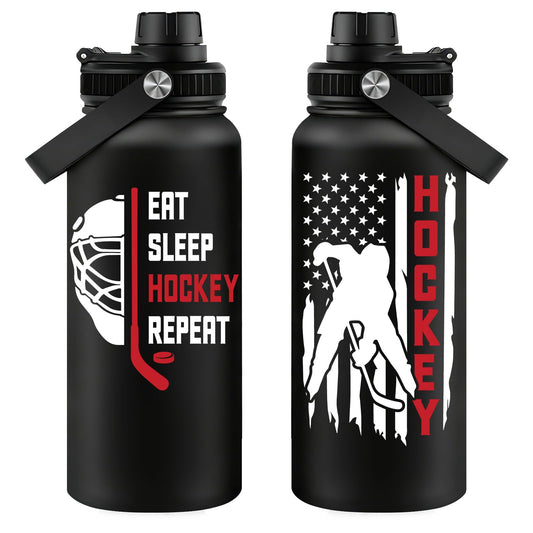 Fufandi Hockey Gifts for Men - Hockey Mom Gifts, Gift Hockey Player for Men Boy - Hockey Lover Sports Love Travel Water Bottle 32oz