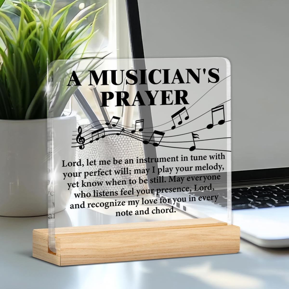Musical Gifts for Men Women, Birthday Graduation Gifts for Music Lover Musicians Music Teacher, Musicians Prayer Clear Acrylic Desk Decorative Sign Home Office Decor