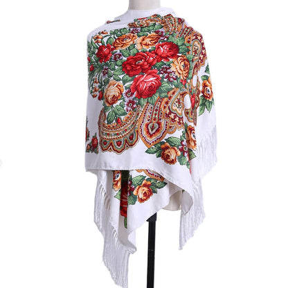 Gudessly Traditional Tassel Exotic Wrap Printed Scarf for Women Warm Soft Large Long Rectangular Fashion Scarves
